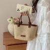 "2025 Summer Beach Straw Woven Handbag with Rope Knot Design"