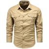 Летняя повседневная рабочая одежда с несколькими карманами, рубашка с длинными рукавами, дышащая тонкая рубашка из эластичного шелка для улицы, мужская одежда