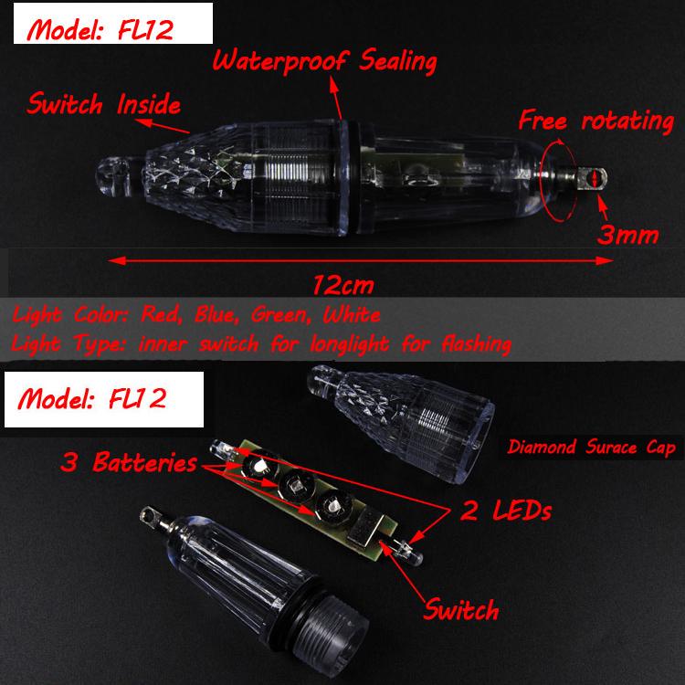 4pcs Underwater Fishing Lamp Fish Gathering Light Squid Fishing Lure Attracting Multiple Size Saltwater Night Fishing Tackle