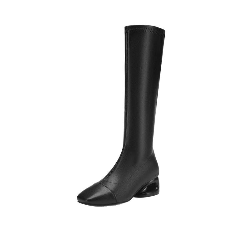 Square head but knee boots women's autumn and winter new temperament high heel thin boots thick heel large size tall knight boots