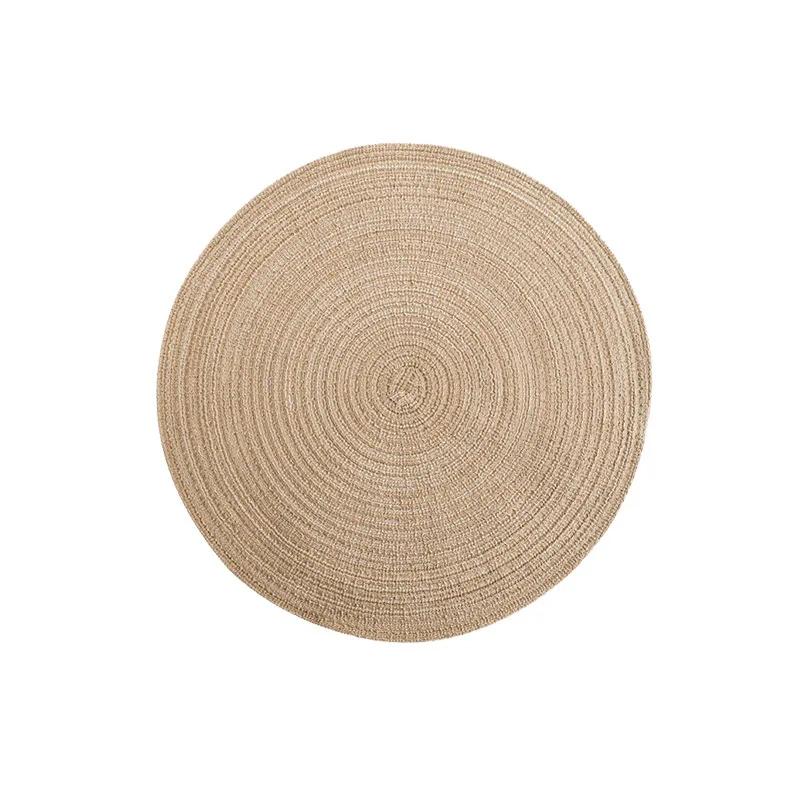 Nordic Style Cotton Yarn Dinner Placemat Round Ramie Woven Cup Mat Heat Insulation Plate Mat Anti-scald Non-Slip Coaster Cup Mat