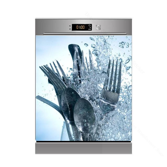 3D бамбуковая текущая вода, свеча, камень, посудомоечная машина, холодильник, морозильная наклейка, детская художественная крышка двери холодильника, обои, кухонный декор