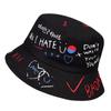 Alphabet Graffiti Print Fisherman Hat Fashion Outdoor Sunshade Fishing Hat Casual Cotton Bucket Hat