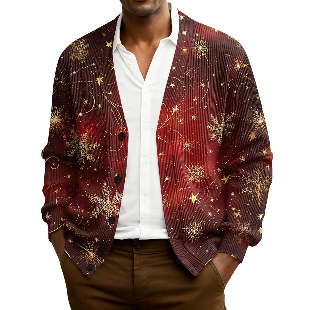 Мужской кардиган с длинным рукавом, рубчатой вязки