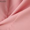Round Neck Women Elegant Zanzea 34 Sleeve Waist Blouses