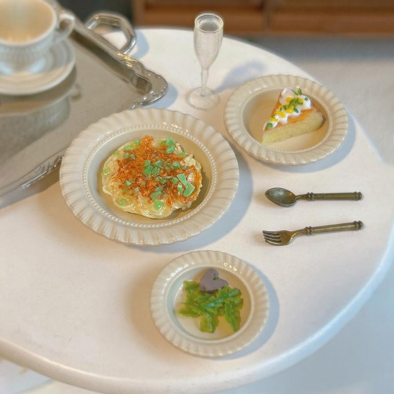 3 шт. Имитация кухонной тарелки Модель Домик для кукол Миниатюрная тарелка с едой Тарелка для западной кухни Игрушки Для мини-декора DIY Аксессуары