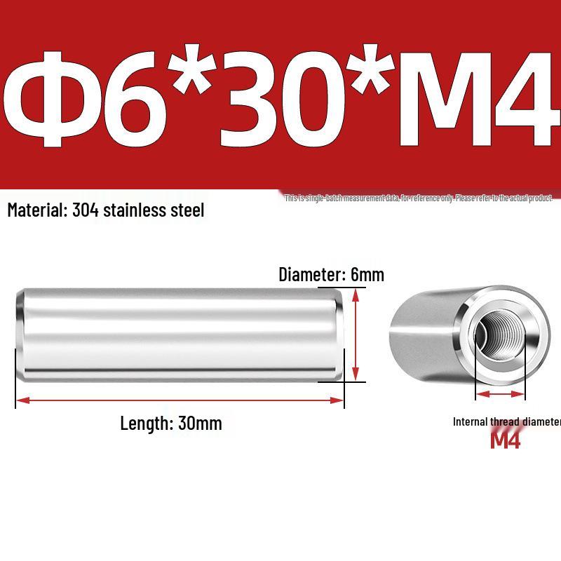 Цилиндрический штифт из нержавеющей стали 304 с внутренней резьбой M4/M6/M8 и отверстием - Опорная и направляющая колонна