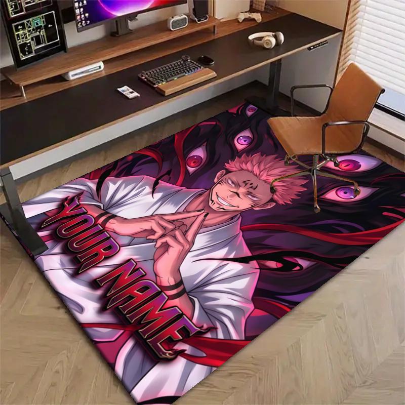 Sukuna Design Area Rug Personalized Name- Non-Slip, Soft & Cozy Floor Mat for Living Room, Office - Indoor/Outdoor Carpet