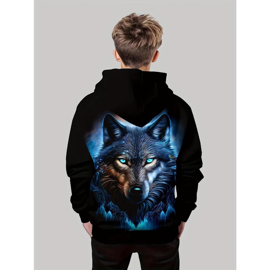 Детская одежда, креативная толстовка с капюшоном с 3D-принтом для мальчиков, повседневный спортивный топ с длинным рукавом и капюшоном для мальчиков