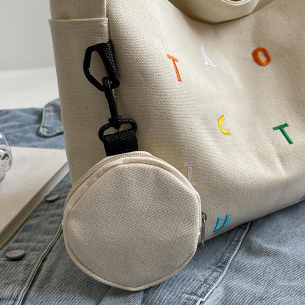 Simplicity Canvas Composite Shoulder Bag Solid Color Versatile Lazy Style Crossbody Bag Large Capacity Commuter Handbag