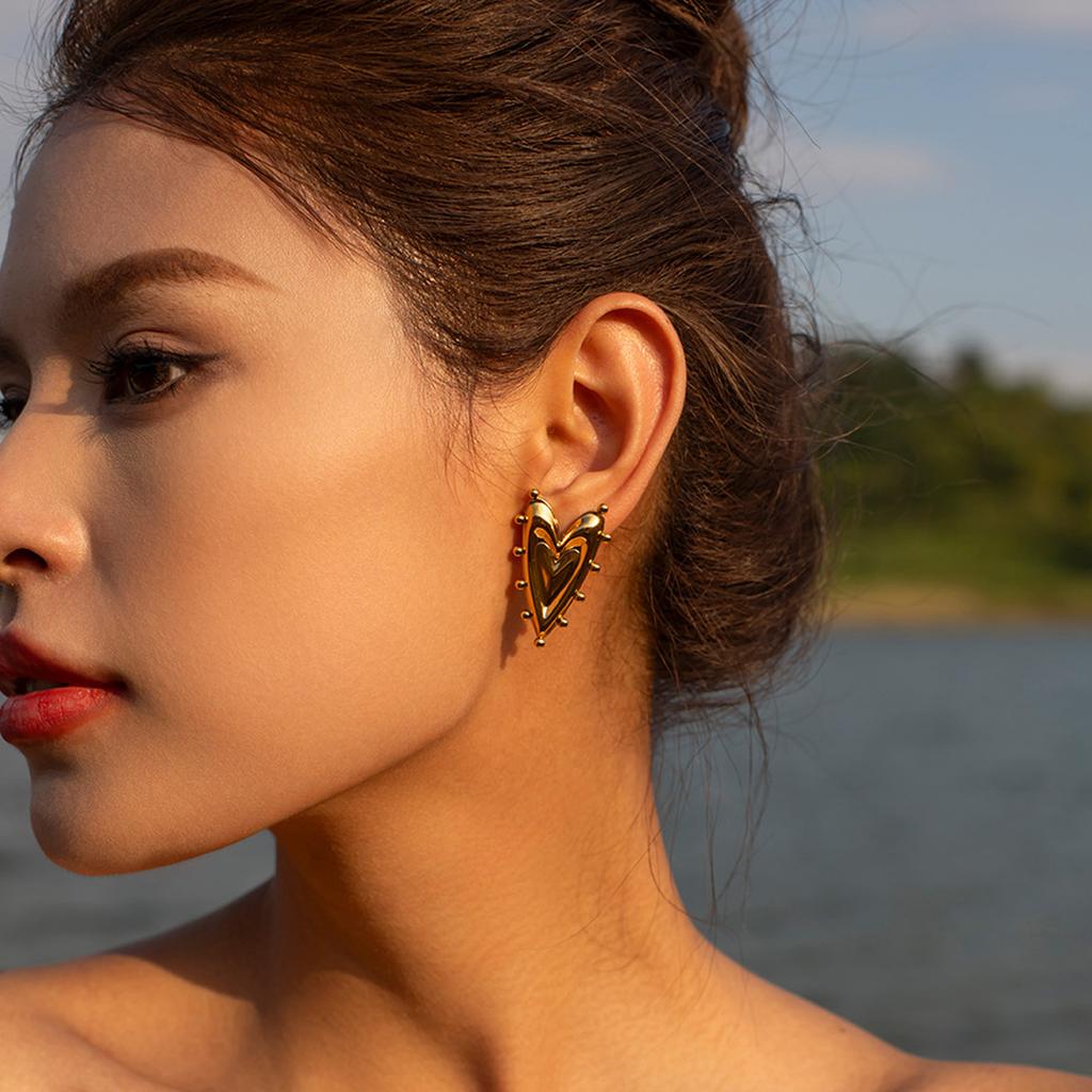 Ретро Геометрические Женские Серьги в Форме Сердца с Неправильным Дизайном в Форме Сердца, Свадебные Украшения, Подарочные Аксессуары.