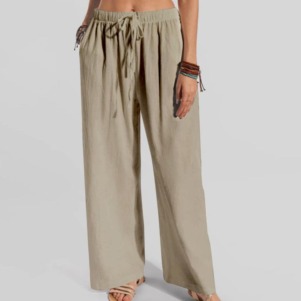 Модные женские однотонные свободные и удобные карманные брюки для отдыха