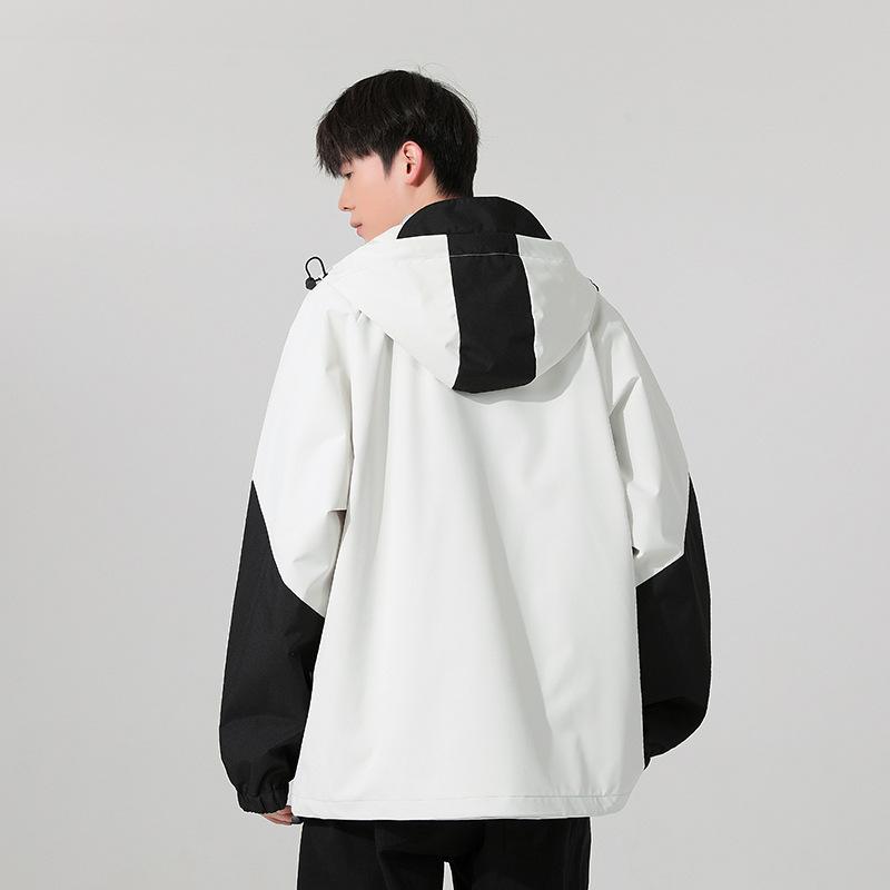 Jacket Men's Spring and Autumn Functional Color Matching Jacket Tooling Hooded Windproof Boys Top