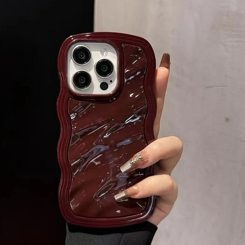 Luxury Wavy pattern Candy Phone Case For iPhone 11 12 13 14 15 16 Pro Max Shockproof Silicone Bumper Cover