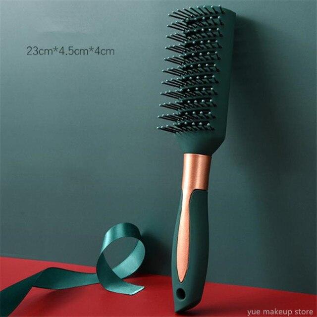 Темно-зеленая щетка для волос, массажная расческа для кожи головы, женская щетка для влажных вьющихся волос, щетка для распутывания волос для салона, парикмахерские инструменты для укладки