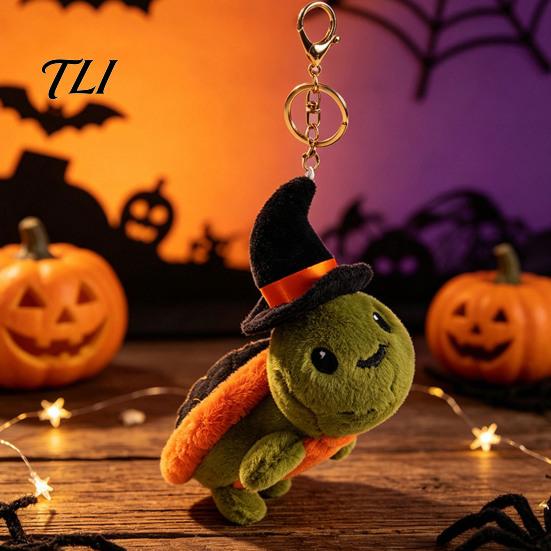 Collectible Cartoon Figure Halloween Cute Turtle Plush Toy with Wizard Hat, Soft Small Keychain Pendant Stuffed Animal, Pendant, Holiday Party Favors