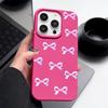 Bowknot Pattern Matte Leather Texture Case For iPhone 16 Pro Max 15 Pro 14 13 12 11 Solid Color Slim Shockproof TPU Soft Phone Cover