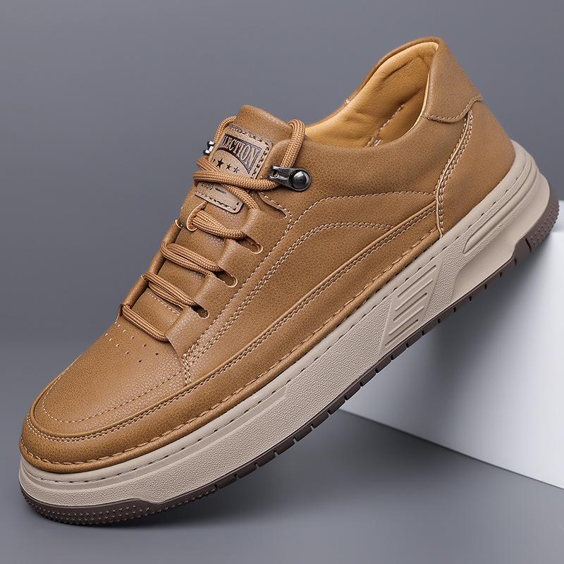 Fashion Autumn Platform Casual Sneakers for Men Fashion Cow Leather Soft-soled Men's Board Shoes Designer Sports Zapatos Para Hombre