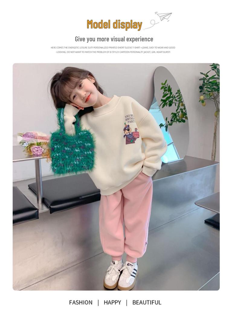 Худи с мультяшным медведем для девочек в корейском стиле 2025: Стильный бархатный топ на осень/зиму