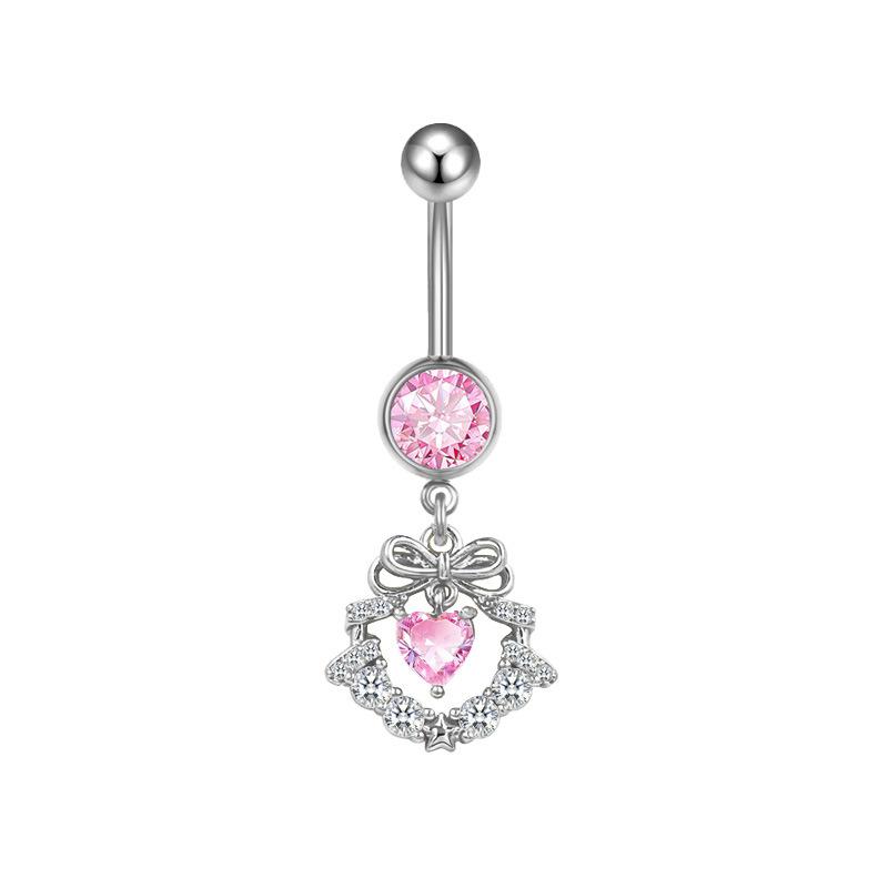 Chic Butterfly Heart Belly Button Ring Pink Women Navel for Birthday and Celebration