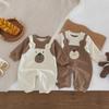 Korean Baby Bear Two-Piece Long-Sleeve Jumpsuit for Autumn and Winter - Cute Crawling Outfit for Newborns