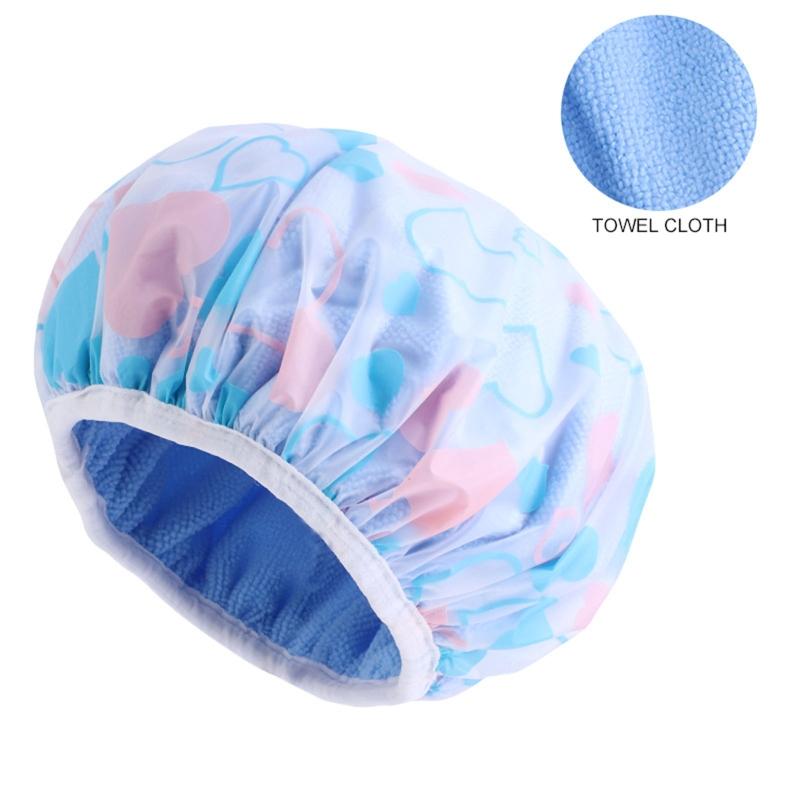 Double-layer Flower Print Shower Cap Nightcap Hair Care Caps Elasticity Headwrap
