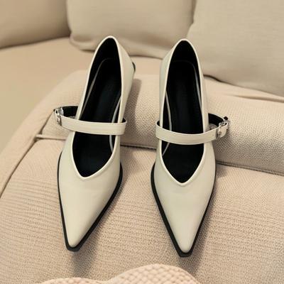 Весна и лето 2024 Модные французские остроносые туфли для женщин Новые туфли из списка темперамента