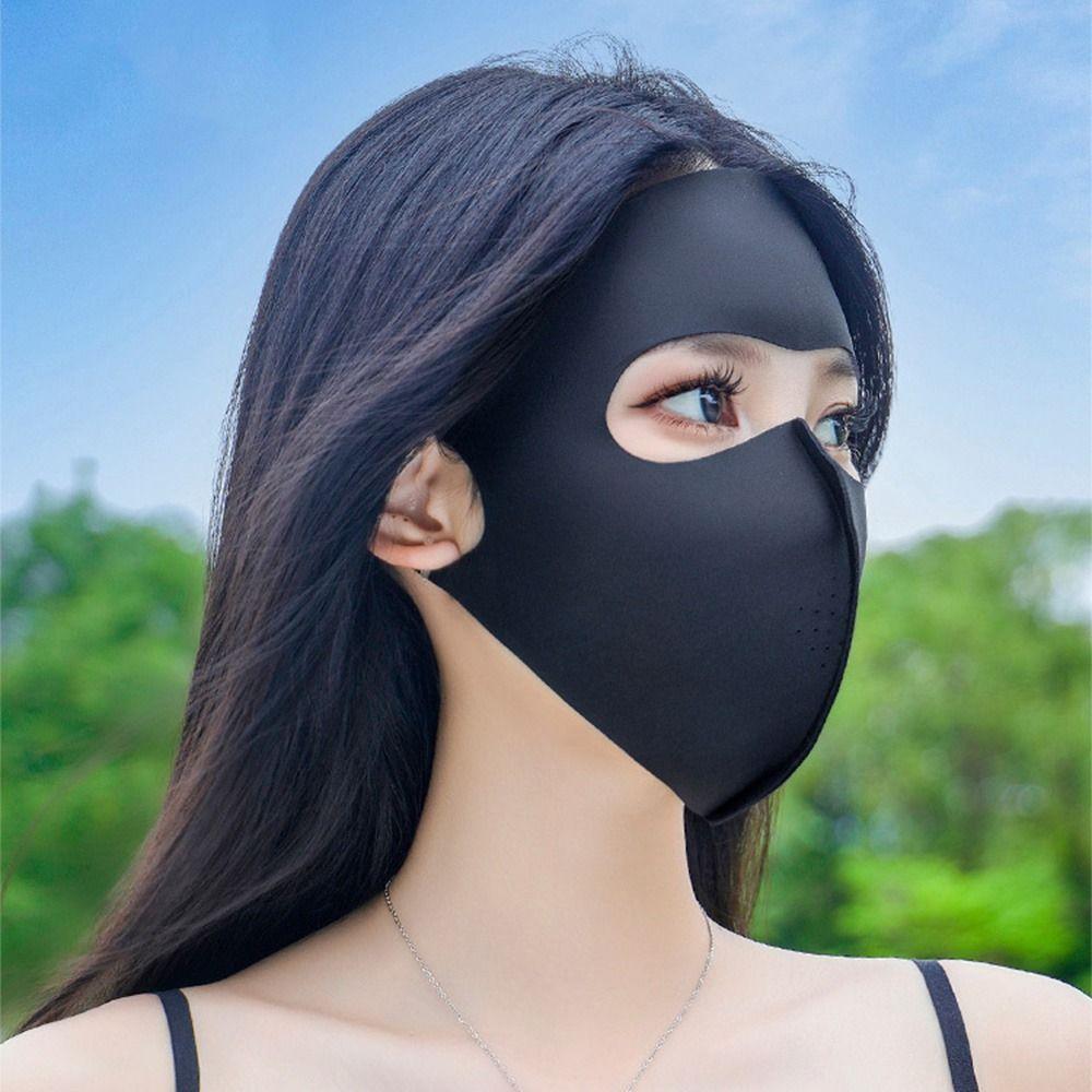 Полнолицевая маска для лица из ледяного шелка, многоразовая, солнцезащитная вуаль, модная солнцезащитная маска из ледяного шелка, для женщин