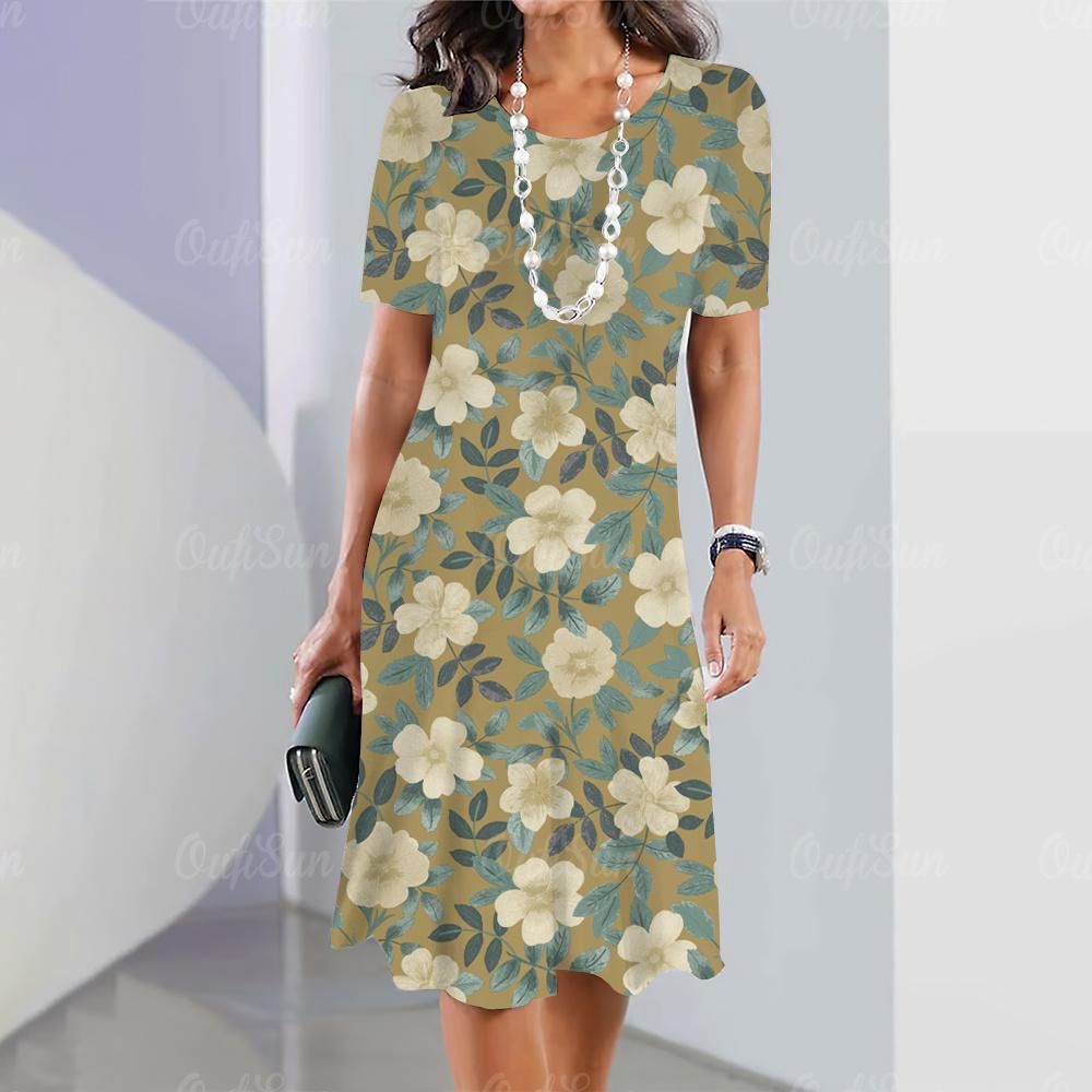 Новые женские платья с цветочным 3D-принтом, элегантные повседневные платья с коротким рукавом, модные винтажные платья больших размеров Y2k