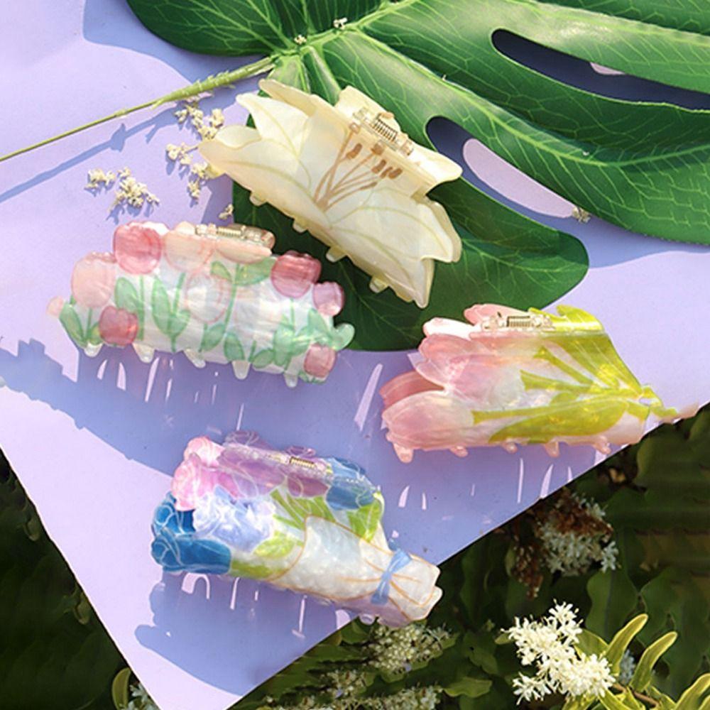 Clip Candy Color Flower Hair Clip Female Hair Accessories Plastic Hair Claw Korean Style Headwear