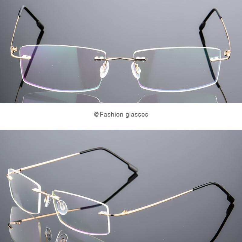 Сверхлегкие безободковые очки Оправа для очков из титанового сплава Мужские Высококачественные Суперэластичные Металлические Дужки Оправа для очков