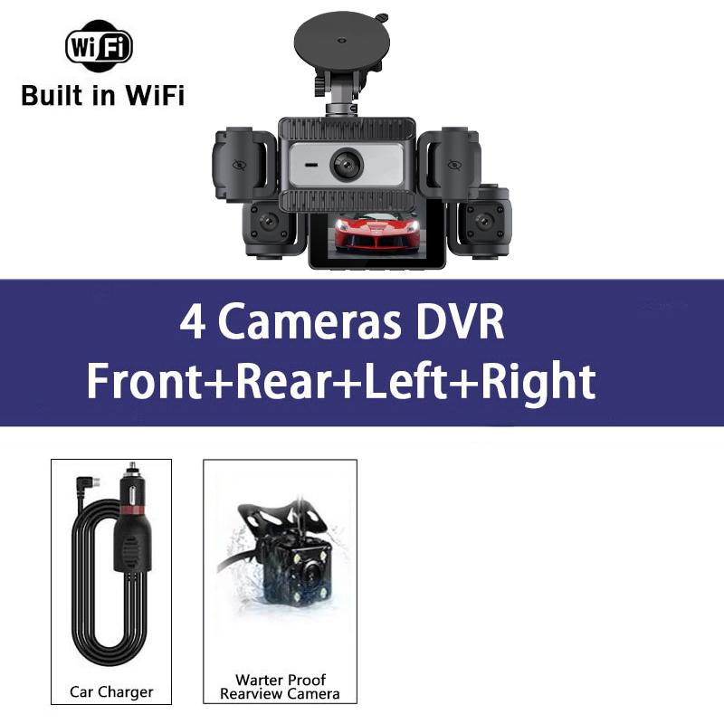 4 Channel Wifi Car DVR UHD 1080P 4-Lens Inside Vehicle Dash Cam 360° All Sides Car Camera Black Box Video Driving Registrator