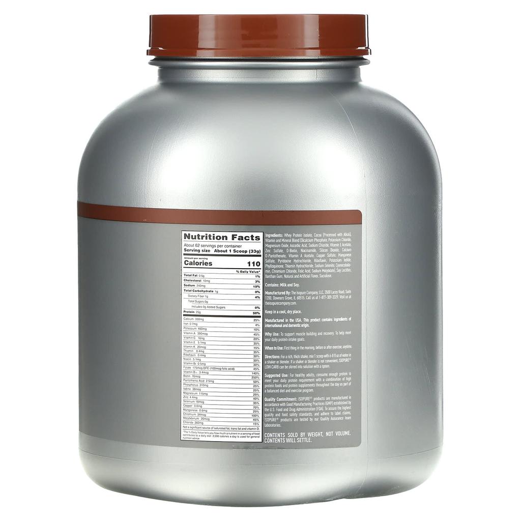 Isopure Low-carb Protein Powder, Dutch Chocolate, 4.5 Lb (2.04 Kg)