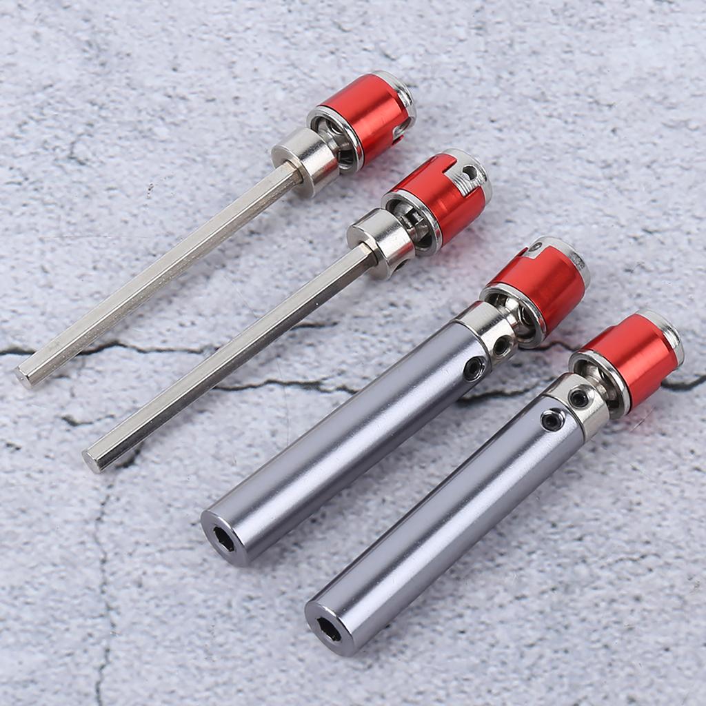 2 Set Metal Transmission Drive Shaft Upgrade Parts Fit for Axial SCX10 D90 1 10 RC CarSilver Red