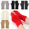 Women Girls Elastic Candy Color Arm Warmers Fingerless  Mittens Thick Warm Knitted Gloves