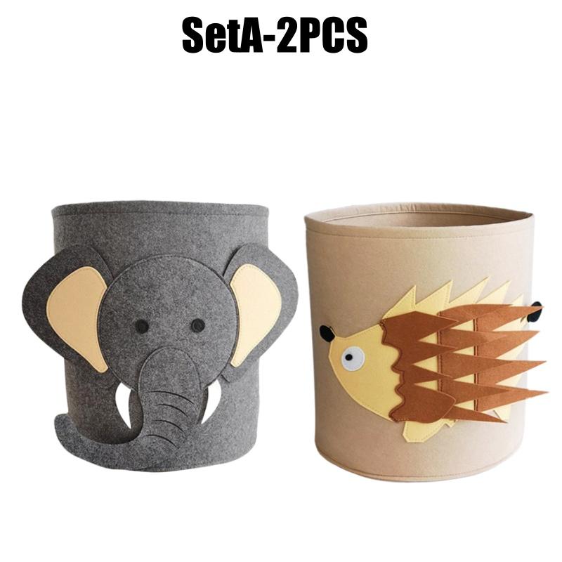 Adorable Cartoon Animal Felt Storage Bin Kids Toy Organizer Large Capacity Laundry Basket for Room Cloth Organizing Baskets