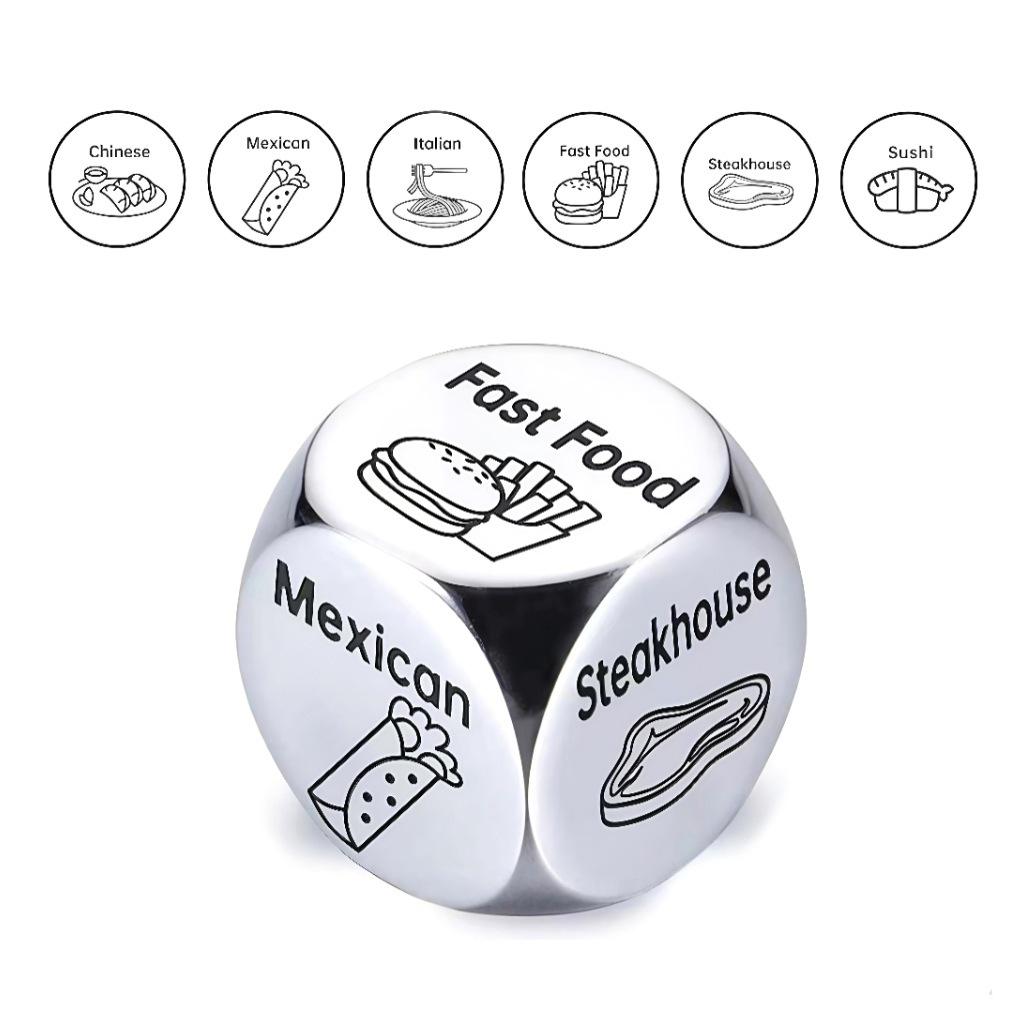 Stainless Steel Food Decision Dice for Couples - Indecisiveness Gift