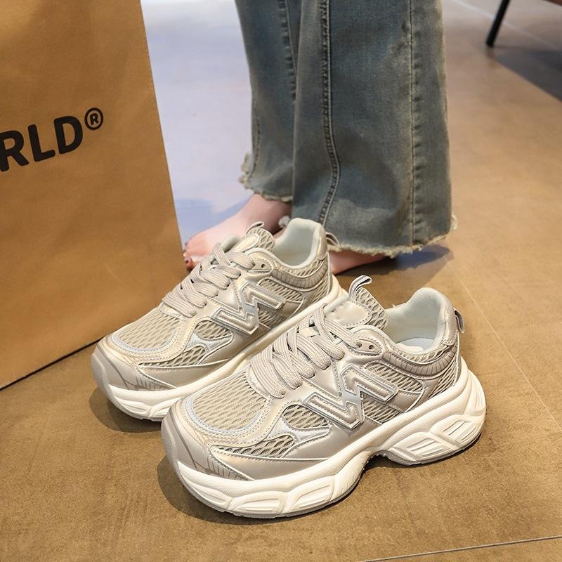 Сетчатые дышащие кроссовки «папины кроссовки» женские весенне-летние универсальные на толстой подошве, увеличивающие рост, повседневные спортивные кроссовки, кроссовки для бега, модная обувь