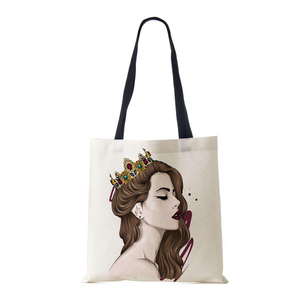 Сумка-тоут через плечо Gril Женская 2022 Многоразовая с принтом Харадзюку Повседневная Холщовая Сумка-шоппер Складная Дорожная Школьная Сумка для Книг Пляжная сумка CLE