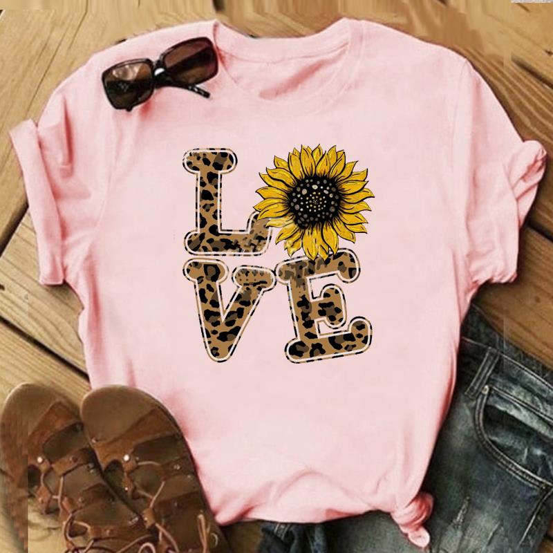 (Азиатский размер)Футболка с надписью «Любовное письмо» и цветочным принтом, милая, сладкая, модная футболка, повседневная, с коротким рукавом, женская, с принтом, женская, графическая футболка