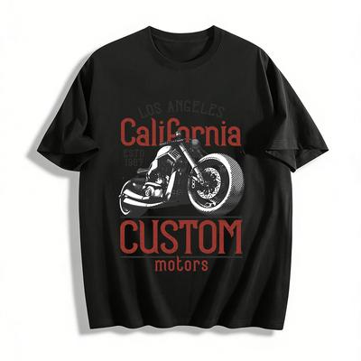 Лос-Анджелес 1967 Custom Motors Винтажная футболка с графическим принтом мотоцикла Чистый хлопок
