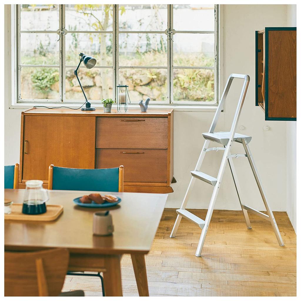 Hasegawa Industrial (Hasegawa) SREW-8a (79cm) Wide Top Step Stool with Upper Frame, 3 Steps (2020 Model) (17725)