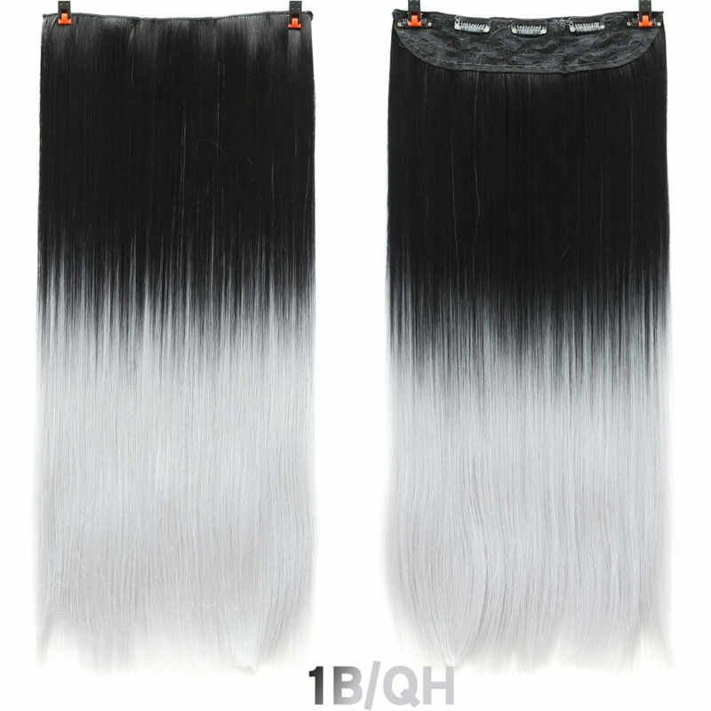 Длинные прямые накладные волосы на клипсе, 24 дюйма, синтетические искусственные волосы для женщин