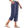 Женские укороченные брюки Stralght Pants With Pockets Lightweight Caual Loose Trousers