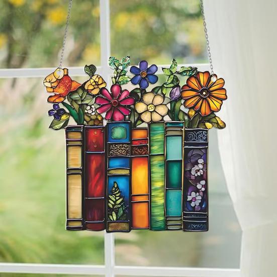 Acrylic Flower Book Hanging Decoration Indoor Outdoor Home Garden Wall Window Hanging