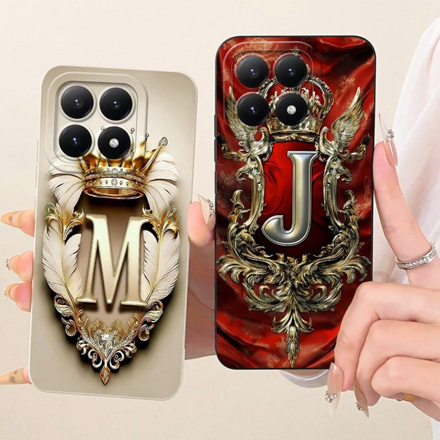 Чехол для телефона Xiaomi 15T Pro, мягкий силикон, золотая корона, буква, нарисованная задняя крышка для Xiaomi15T 15 T Pro, чехлы, бамперы