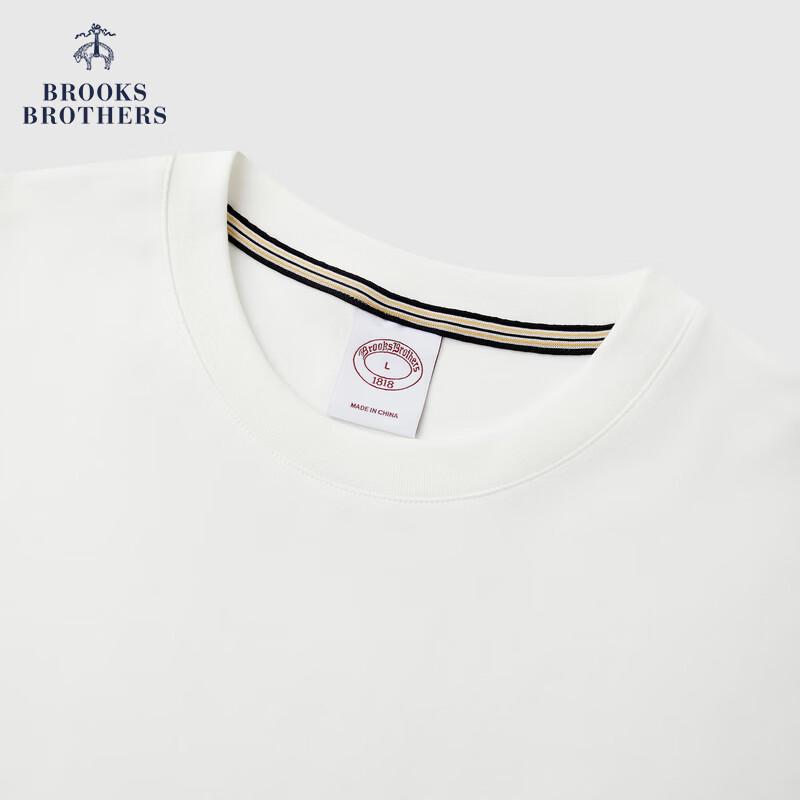 Мужская летняя однотонная футболка с логотипом BrooksBrothers