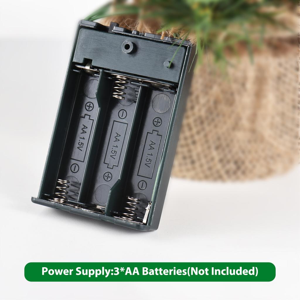 20 Inch Small Christmas Tree Tabletop Decor with Warm White LED Light String Red Fruit Plastic Pine