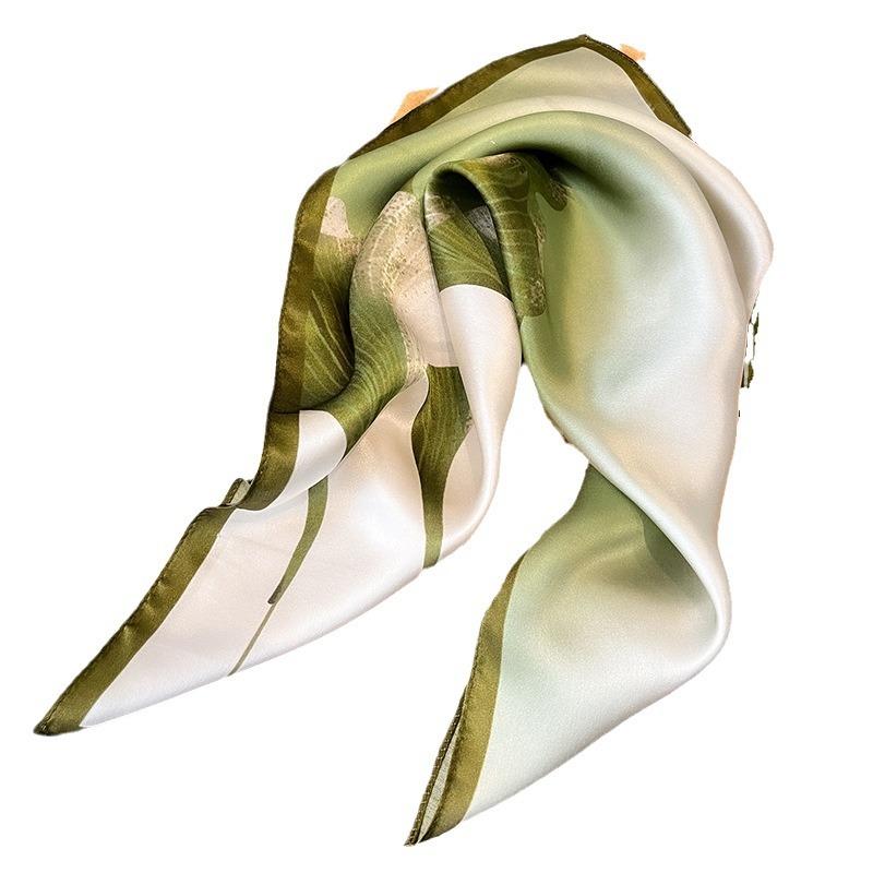 Niche design sense ginkgo silk scarf women's spring fashion mulberry silk scarf versatile and simple 53 small silk scarf
