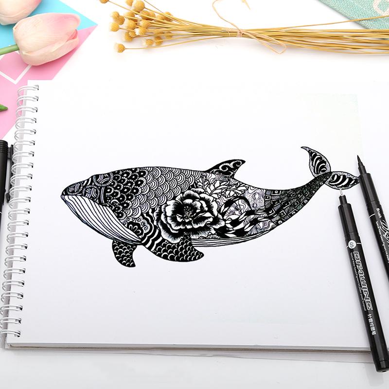 9Pcs/Set Black Pigma Liner Pen Drawing Fiber Needles Fineliner Waterpfoof Brush Pen Sketch Pen For Designer Architect Artist Comics Office